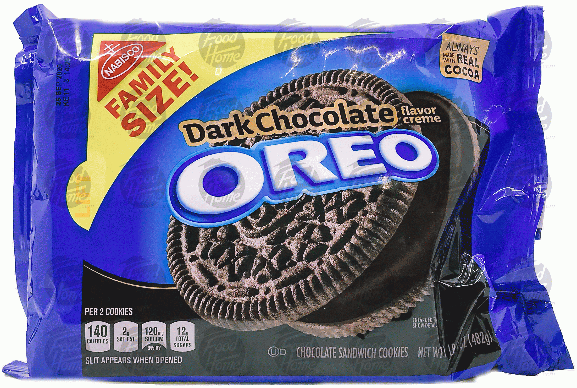 Nabisco Oreo dark choclate creme filled oreo cookies, family size, wrapper Full-Size Picture